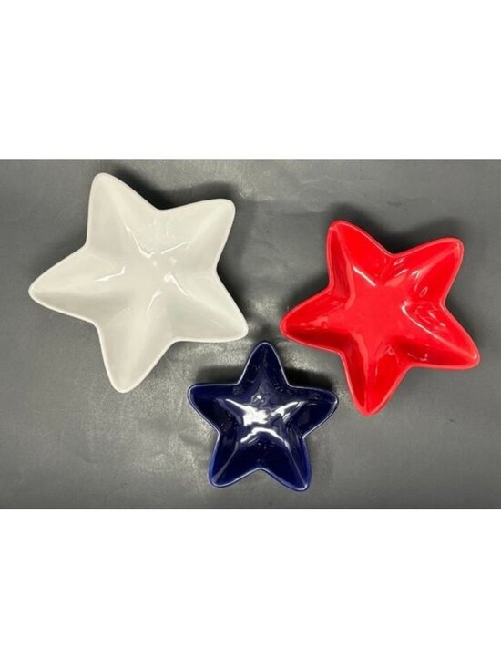 Pier 1 Imports Other - 3 PIER 1 STAR SHAPED NESTING SERVING BOWLS Red White Blue Patriotic July 4th HTF